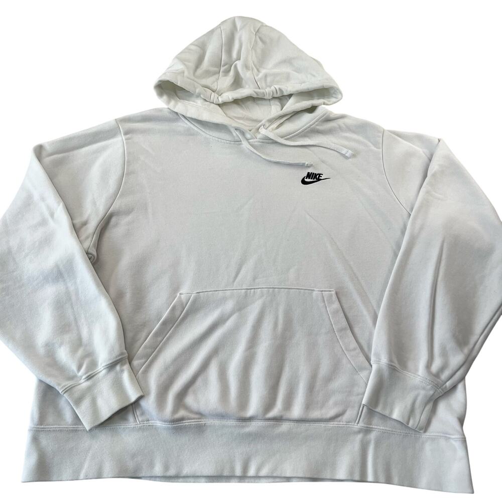 Nike White Hooded Sweatshirt women’s size 1X embroidered Logo
